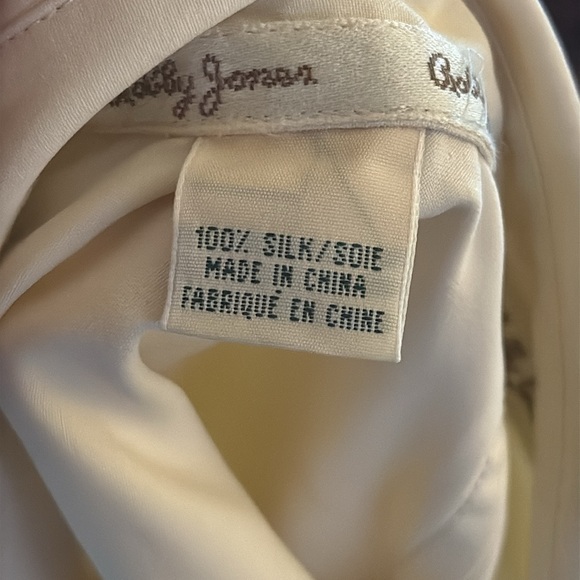 Vintage 100% Silk Ivory Button Down - Size L - Picture 7 of 7